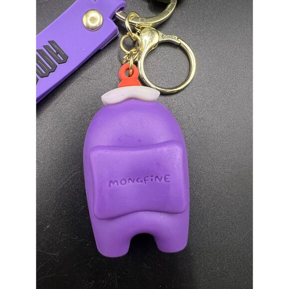 Among Us Purple Silicone Key Ring w/ Cute Cartoon Motif Character Game Accessory - Picture 3 of 3